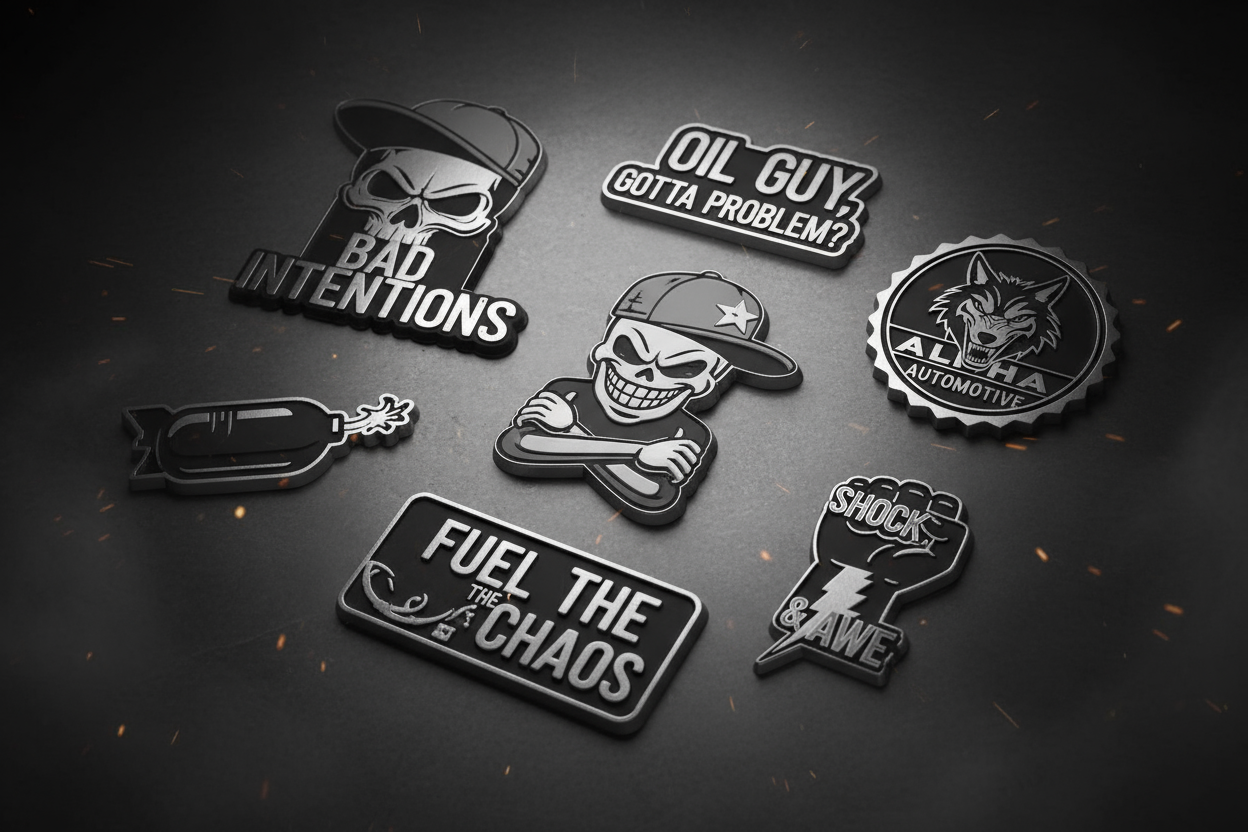 Express Your Boldness with Heltool's Humor & Attitude Series Car Emblems