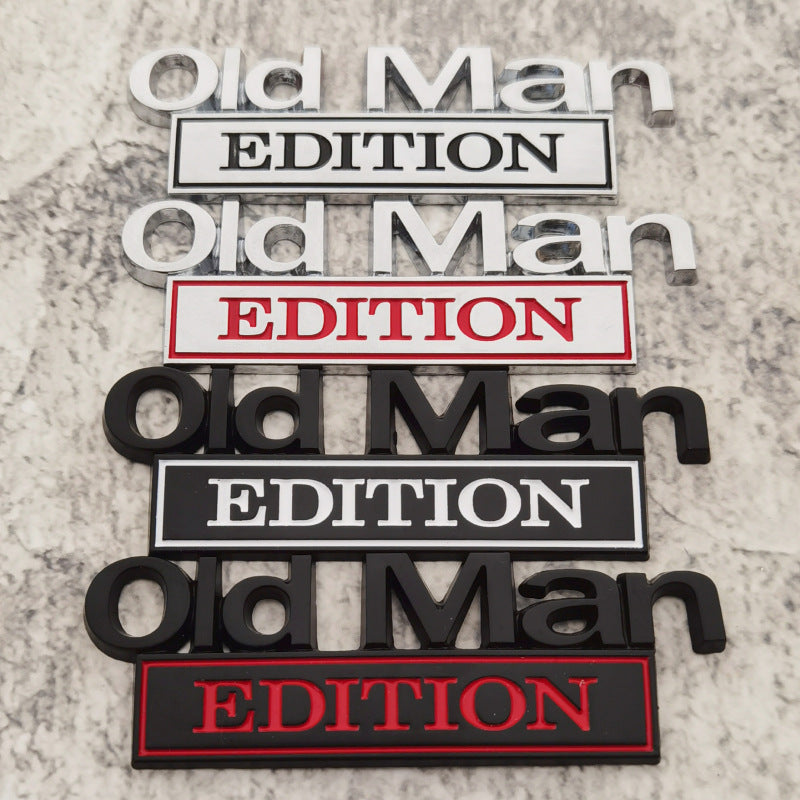 3D Old Man Edition Car Emblem | 2Pcs
