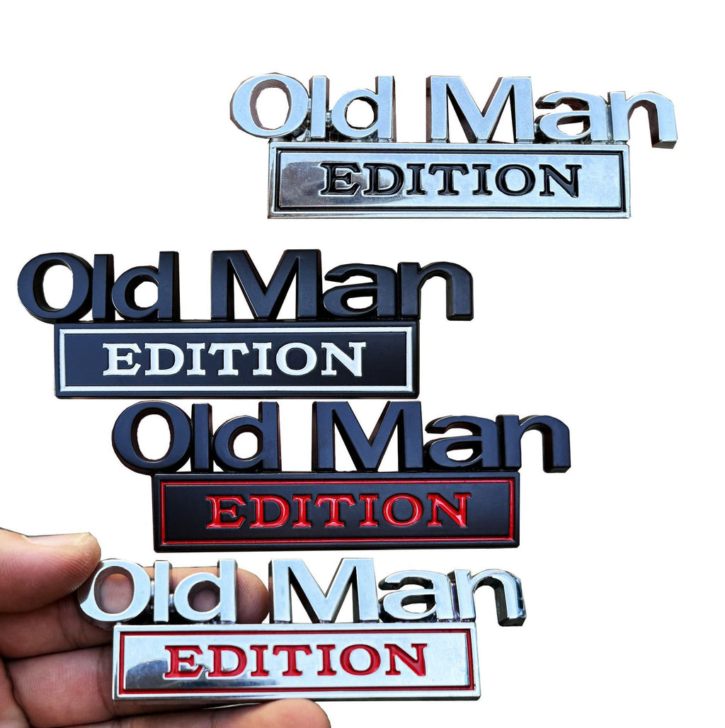 3D Old Man Edition Car Emblem | 2Pcs