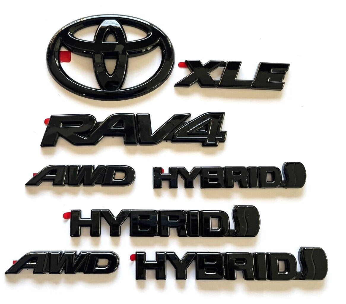 2019–2025 Toyota RAV4 XLE AWD Hybrid Gloss Blackout Emblem Kits