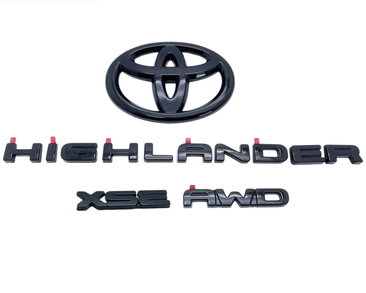 4PC Emblem Overlay Kit for 2020–2025 Toyota Highlander