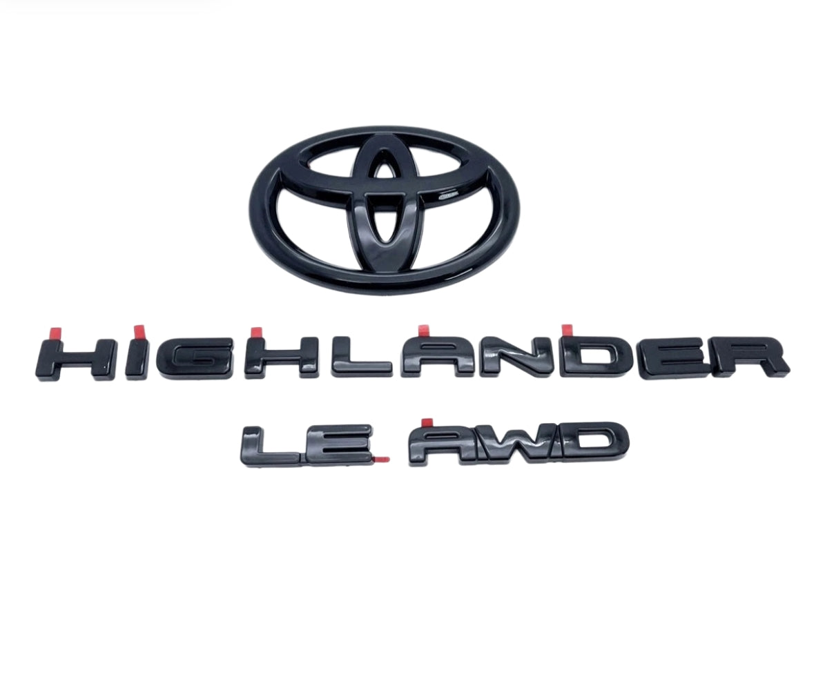 4PC Emblem Overlay Kit for 2020–2025 Toyota Highlander