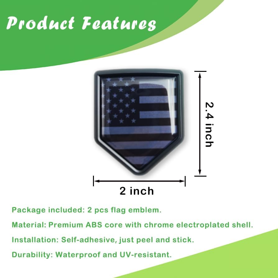 3D US American Flag Shield Decal Sticker | 2Pcs
