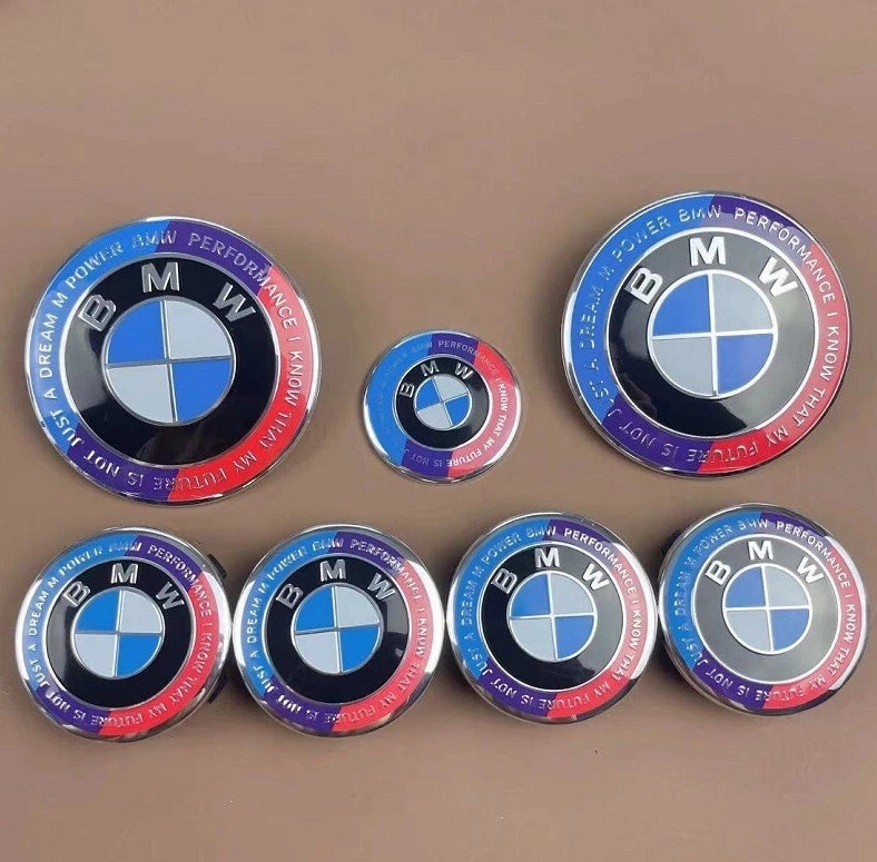 7PCS BMW Emblem Badge Set – Hood, Trunk, Steering & Wheel Center Caps