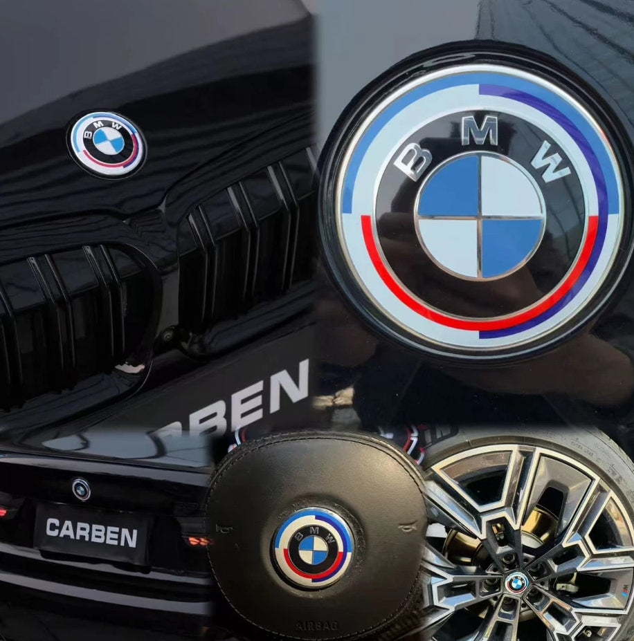 7PCS BMW Emblem Badge Set – Hood, Trunk, Steering & Wheel Center Caps