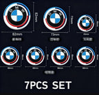 7PCS BMW Emblem Badge Set – Hood, Trunk, Steering & Wheel Center Caps
