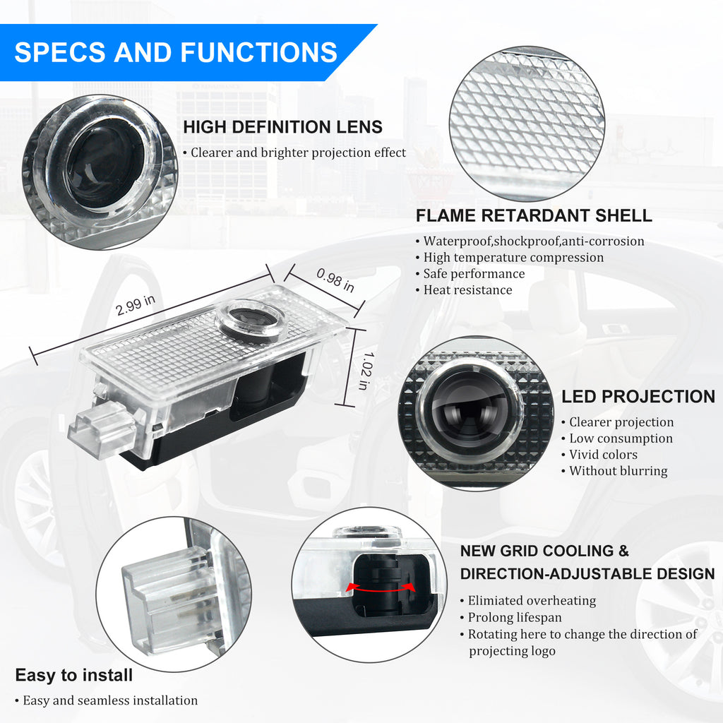 High-Definition LED Door Welcome Logo Lights | 4Pcs