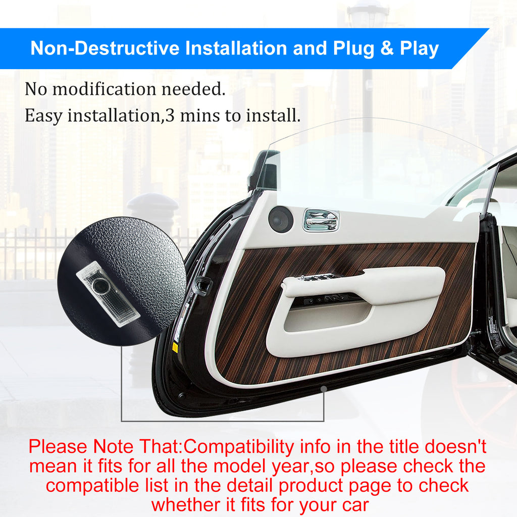 High-Definition LED Door Welcome Logo Lights | 4Pcs
