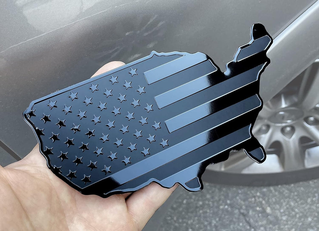 3D Metal American Map Flag Decal | 2Pcs