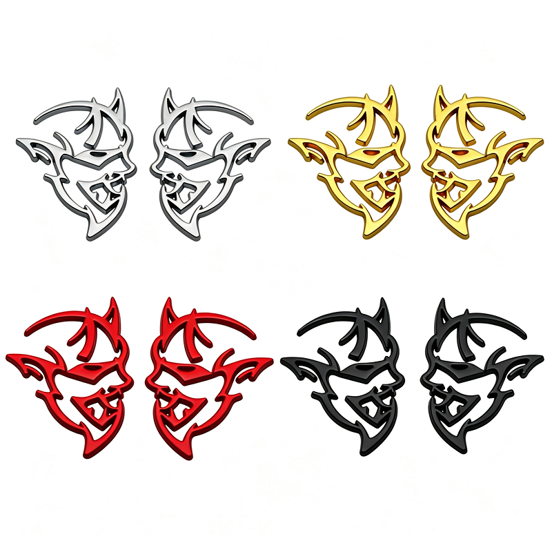 2Pcs Dodge SRT Hellcat / Demon Metal Emblem Badges