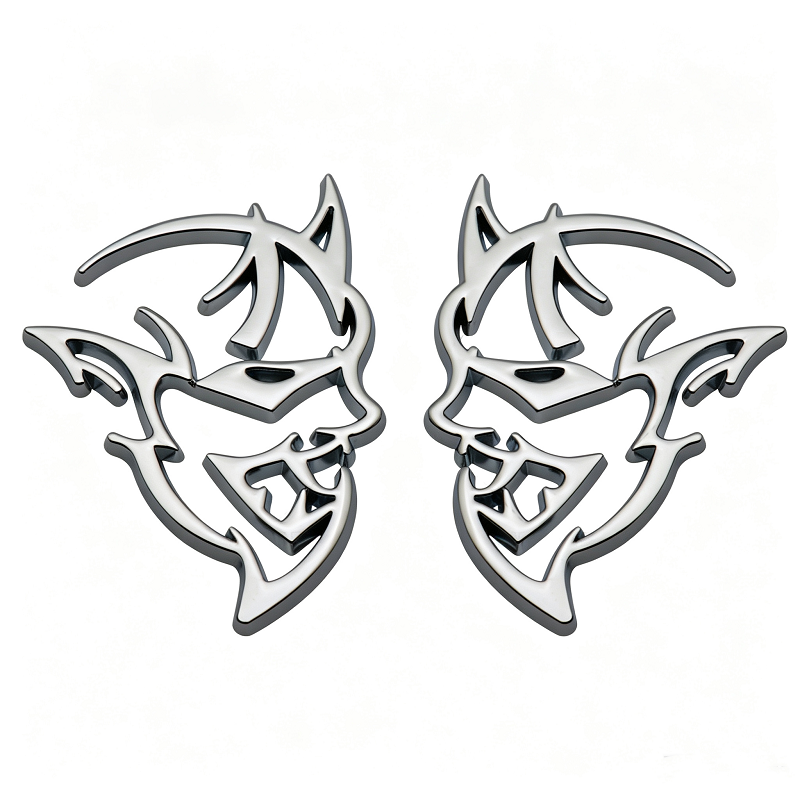 2Pcs Dodge SRT Hellcat / Demon Metal Emblem Badges