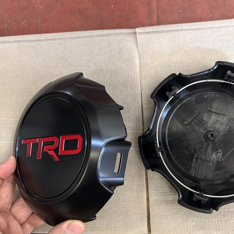 4Pcs TRD 5.5" Matte Black & Red Wheel Hub Center Cap PTR20-35111-BK