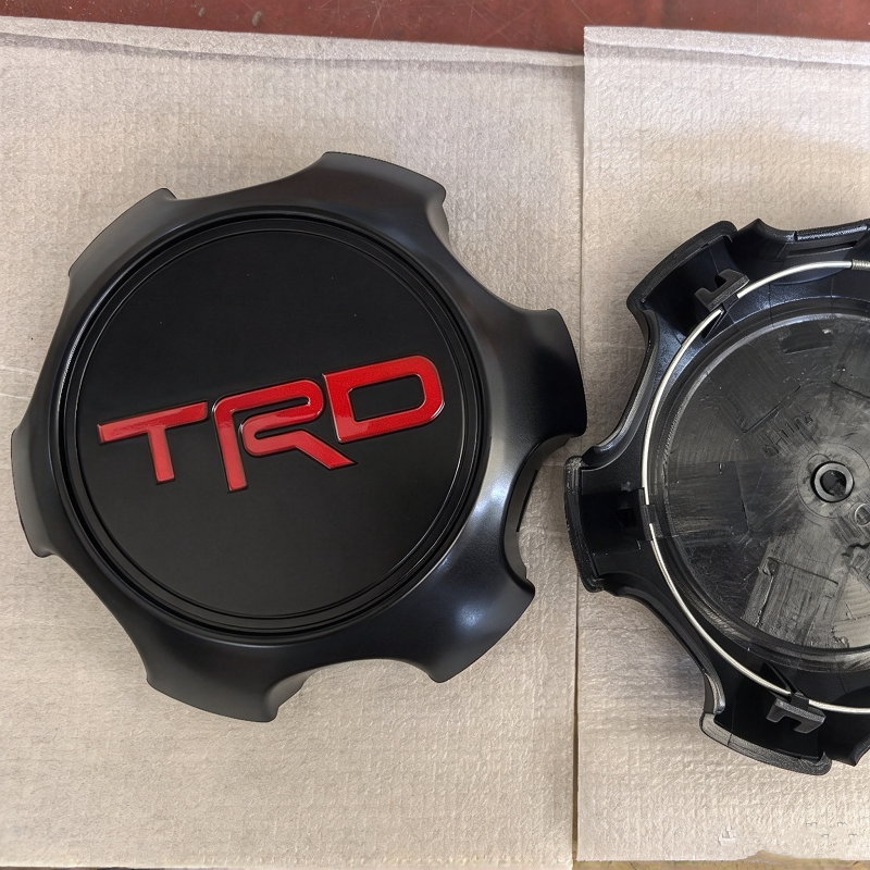 4Pcs TRD 5.5" Matte Black & Red Wheel Hub Center Cap PTR20-35111-BK