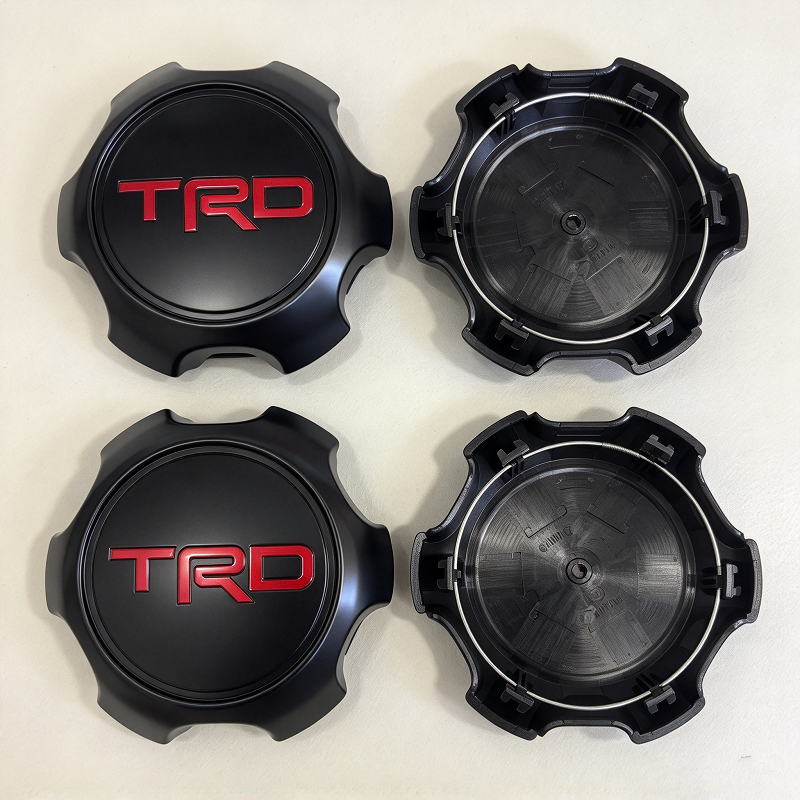 4Pcs TRD 5.5" Matte Black & Red Wheel Hub Center Cap PTR20-35111-BK