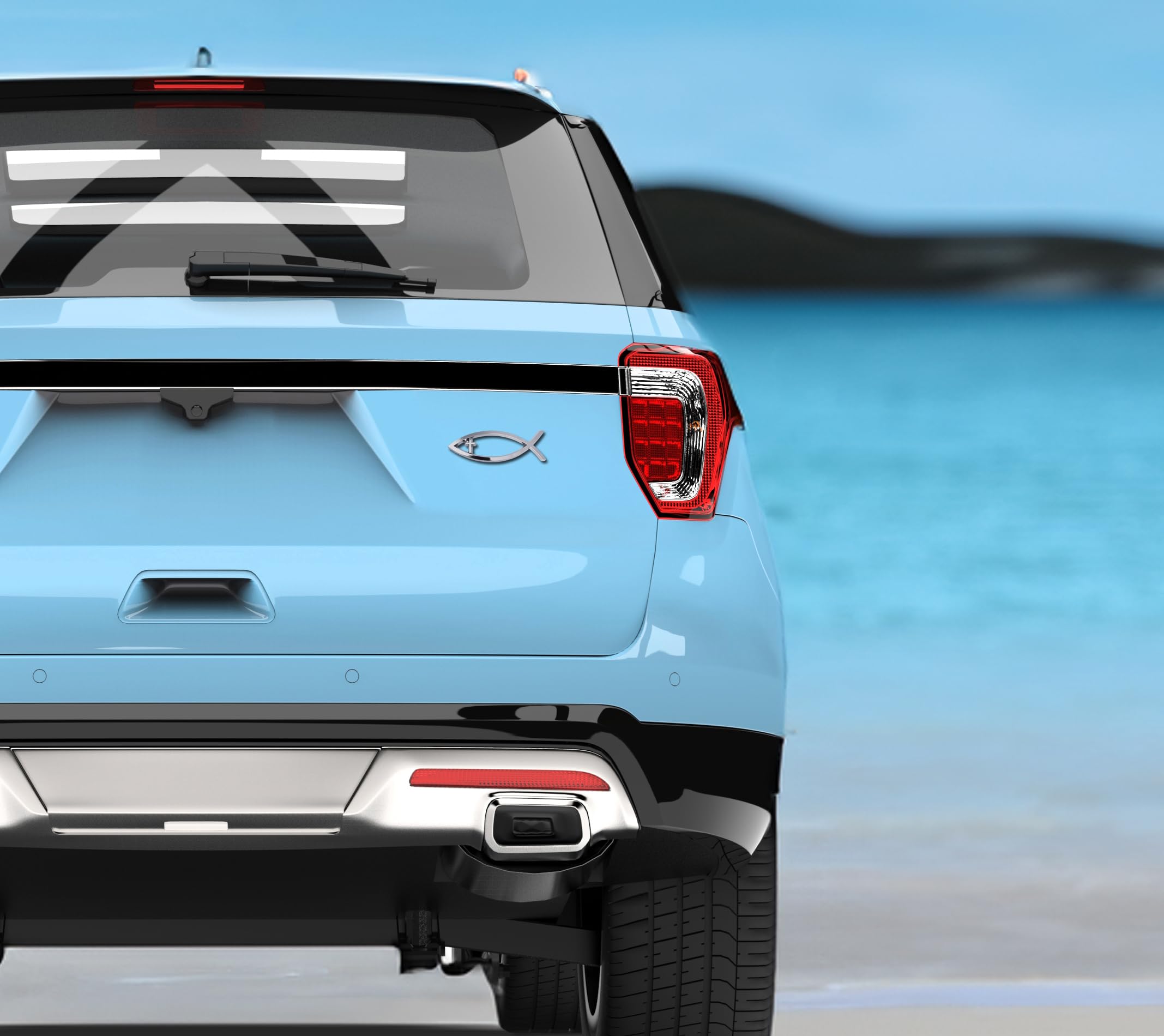 3D Christian Fish Chrome Emblem | 2Pcs