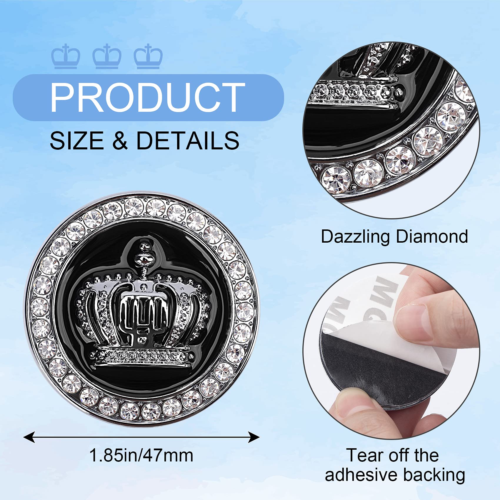 3D Crown Car Emblem | 2Pcs