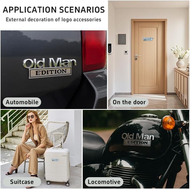 3D Old Man Edition Car Emblem | 2Pcs