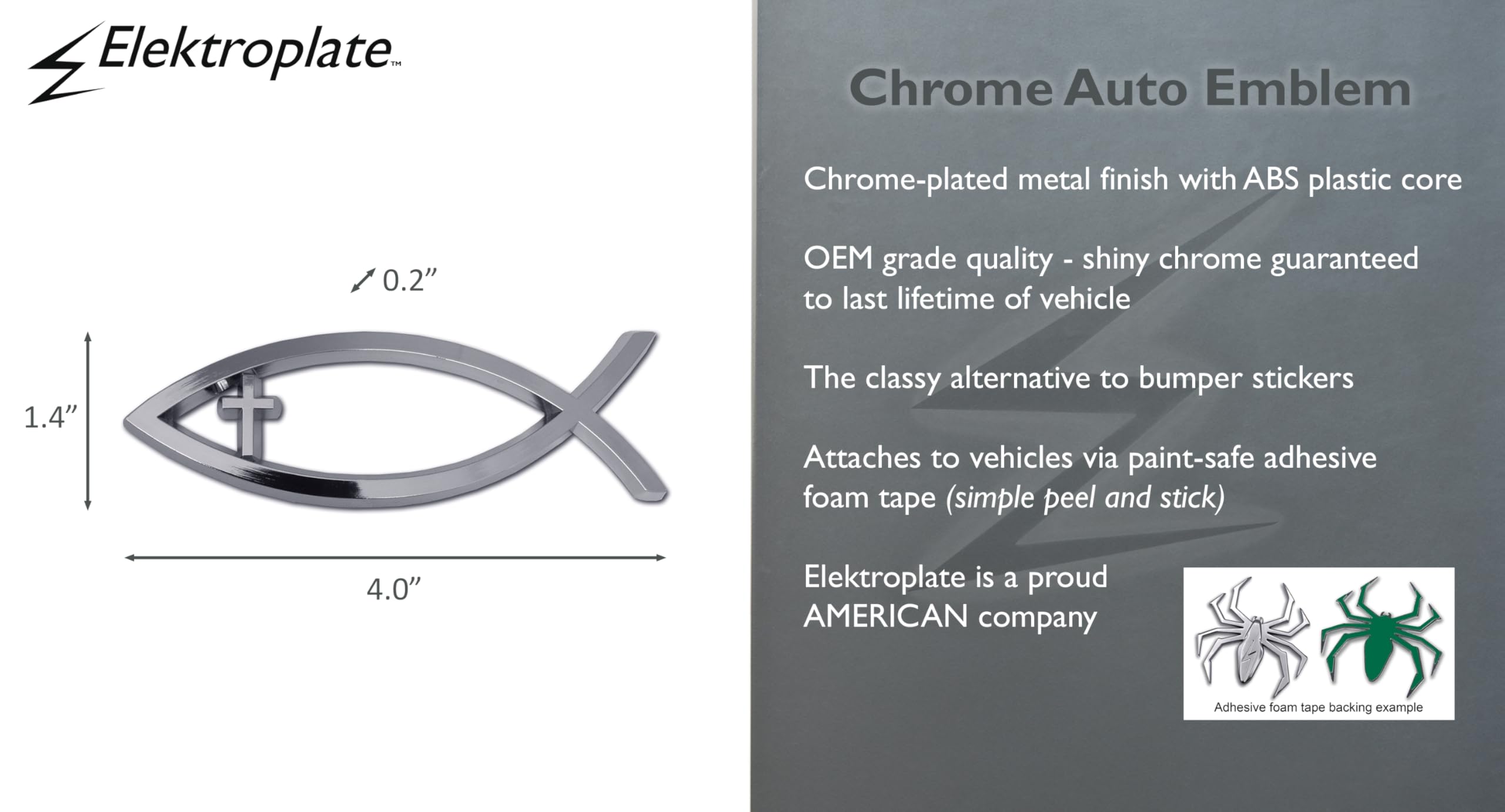 3D Christian Fish Chrome Emblem | 2Pcs