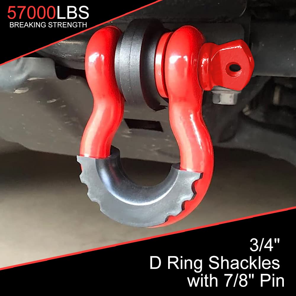 Front Tow Hook Brackets with 3/4" D-Shackles for 2009–2023 Toyota Tacoma – 2-Pack
