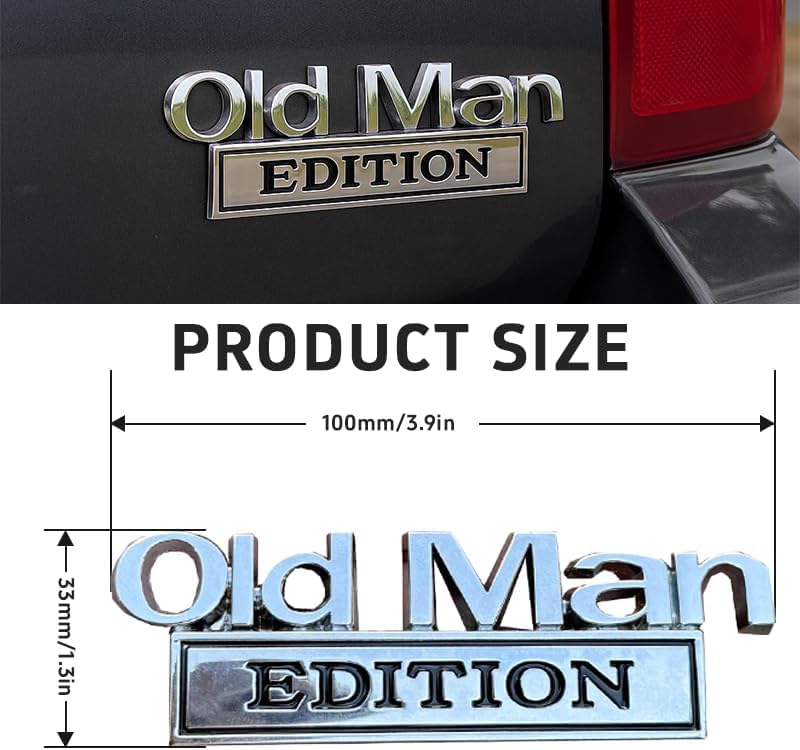 3D Old Man Edition Car Emblem | 2Pcs