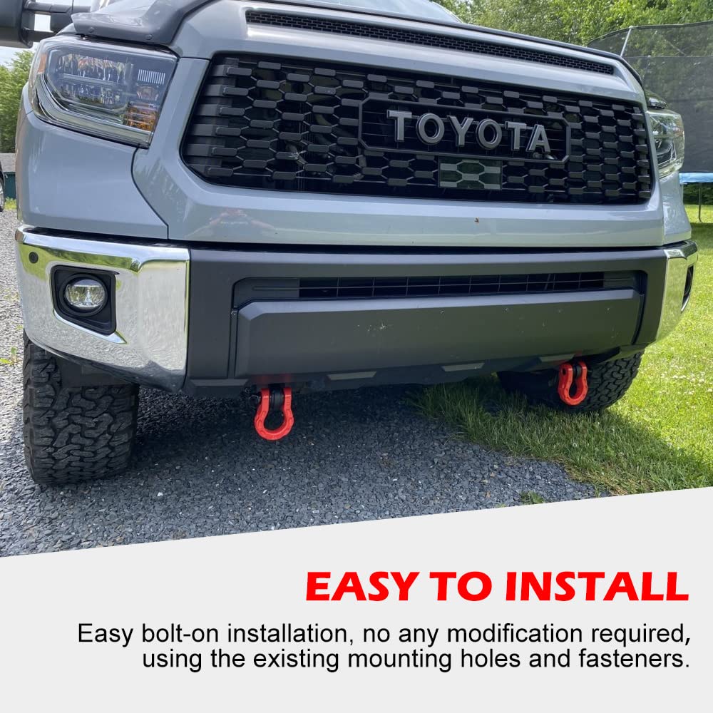 Front Tow Hook Brackets with 3/4" D-Shackles for 2009–2023 Toyota Tacoma – 2-Pack