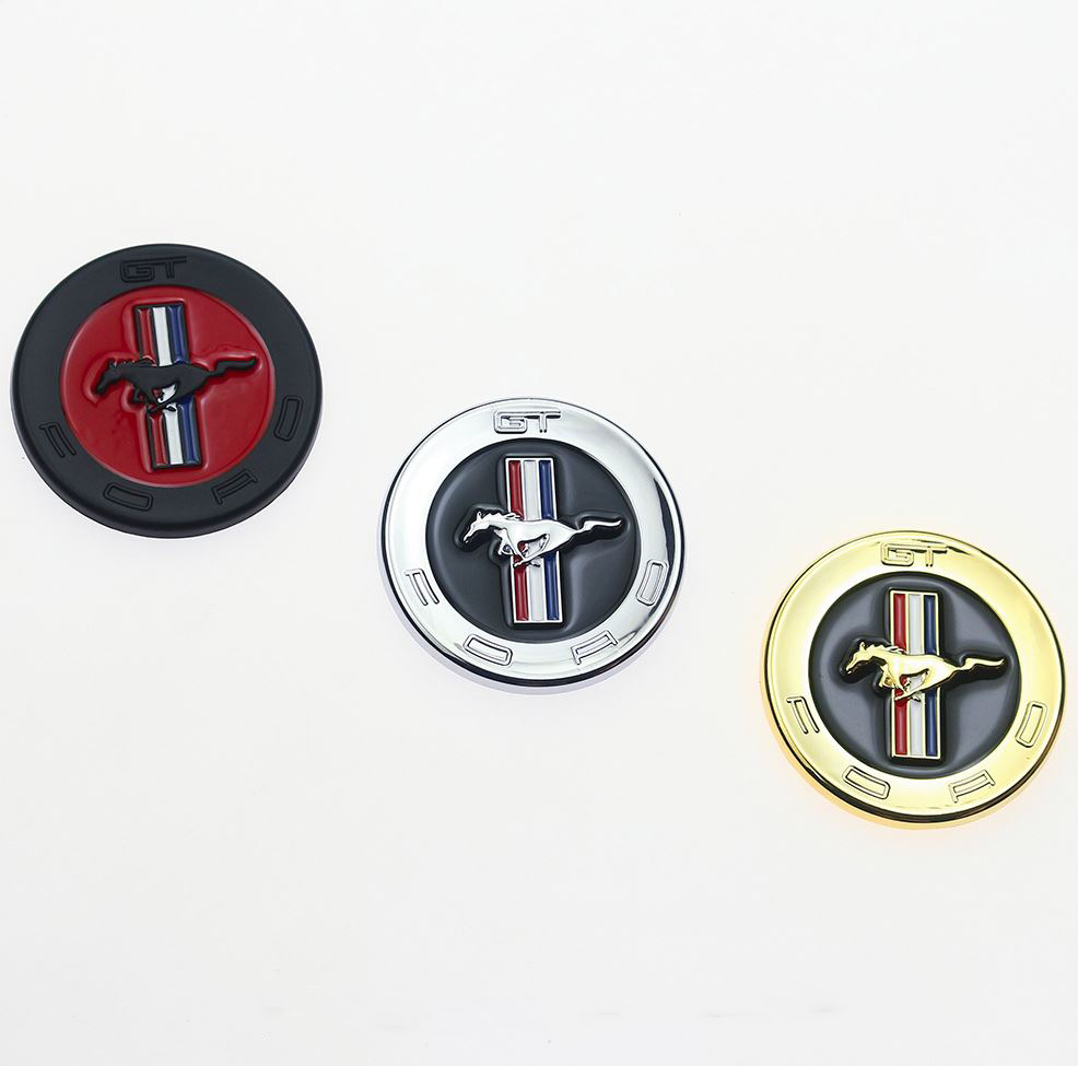 2Pcs 60mm Mustang GT Round 3D Metal Emblems