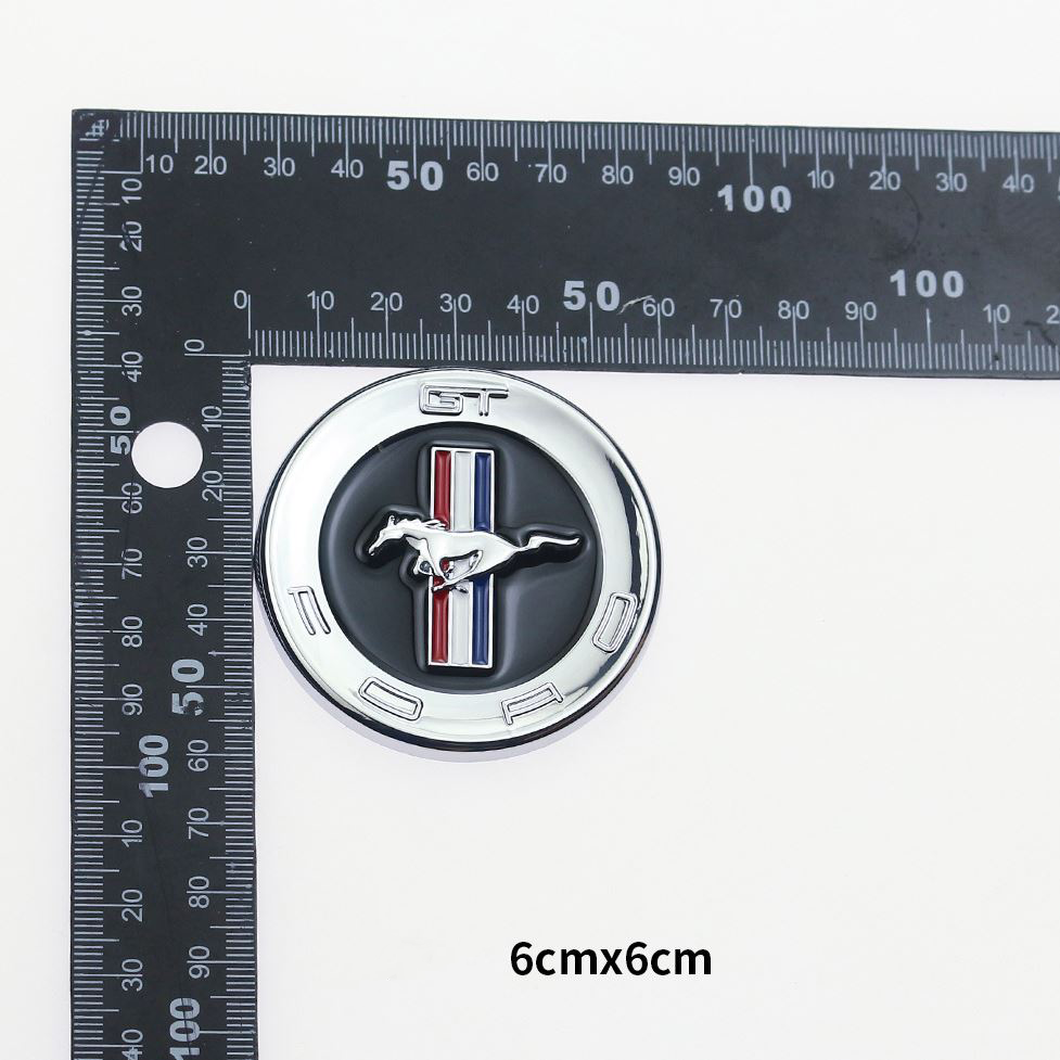 2Pcs 60mm Mustang GT Round 3D Metal Emblems