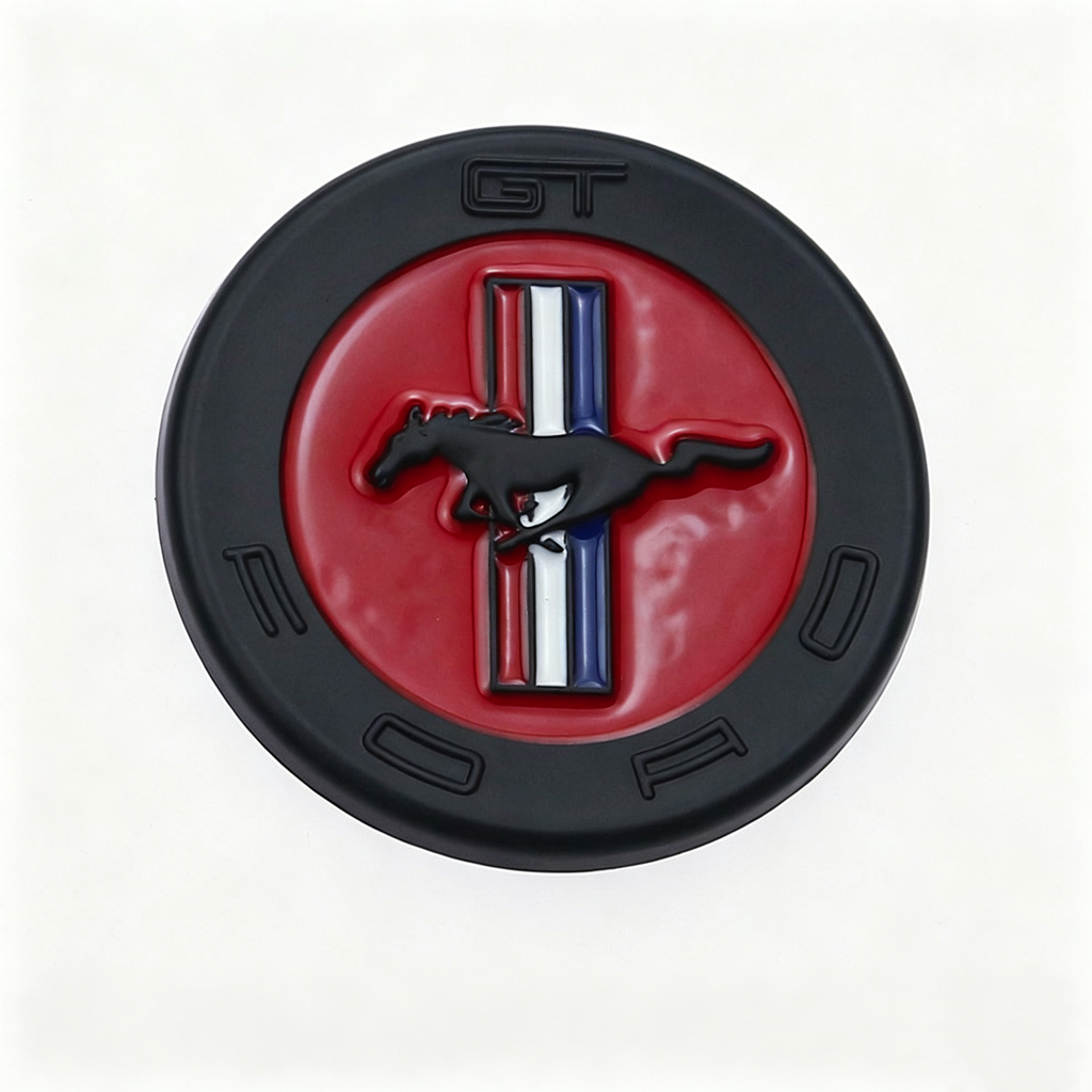 2Pcs 60mm Mustang GT Round 3D Metal Emblems