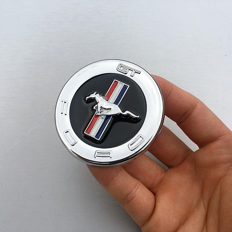2Pcs 60mm Mustang GT Round 3D Metal Emblems