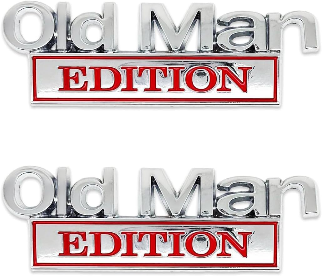 3D Old Man Edition Car Emblem | 2Pcs